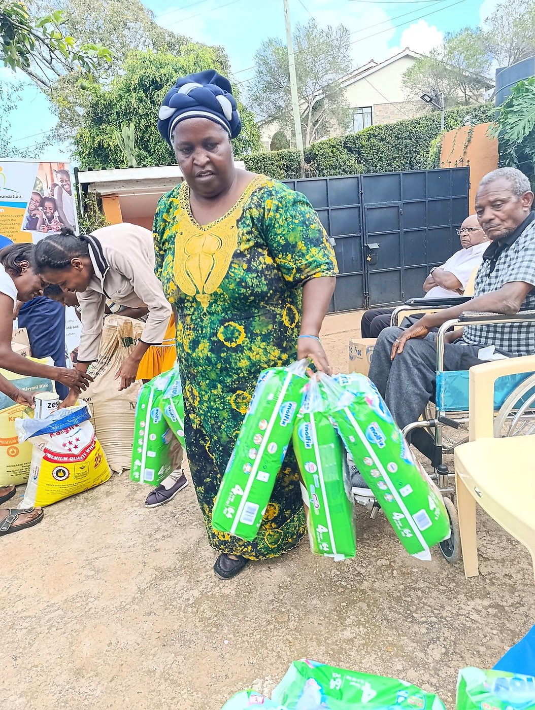 Handing out support packages to community members