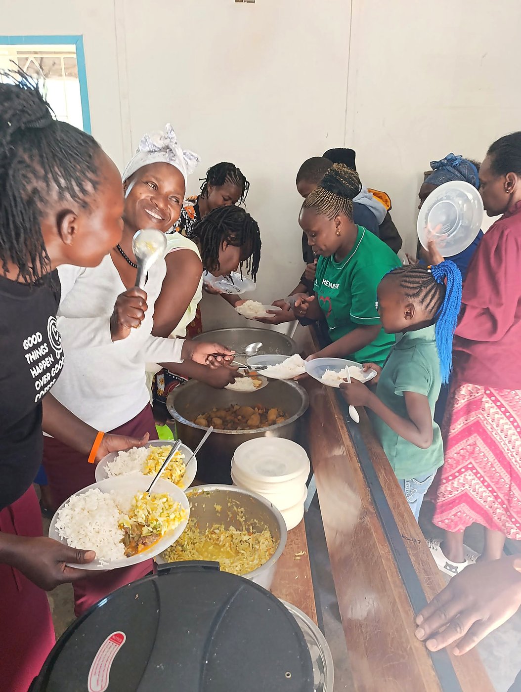 Sharing a meal together at a GCIG event